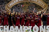 احتفال لاعبي قطر بالتتويج