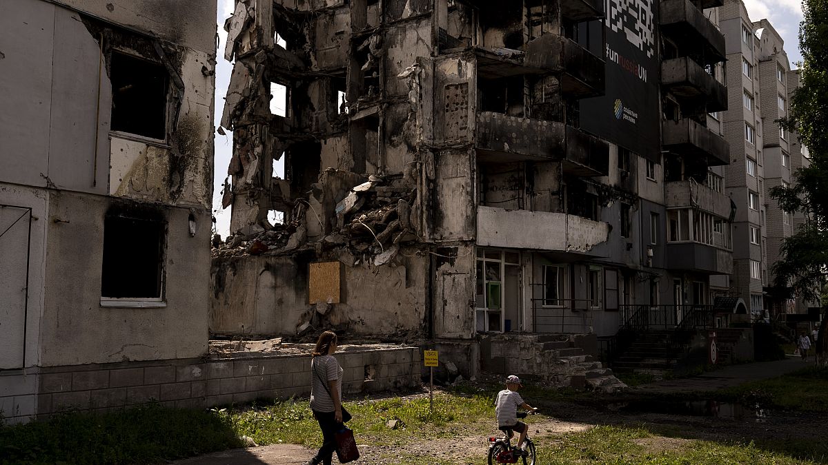 Un edificio destruido en Ucrania