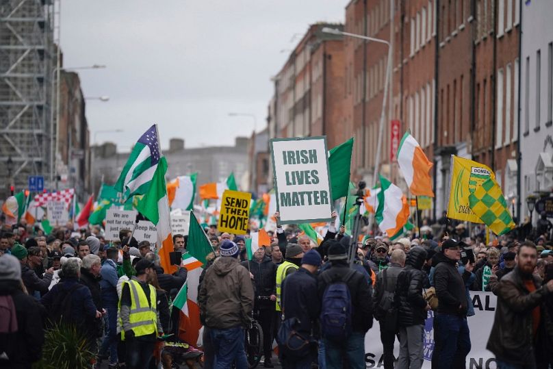 Bevándorlás ellenes tüntetés Dublinban, 2024 februárjában