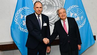 Ο Έλληνας ΥΠΕΞ, Γιώργος Γεραπετρίτης, και ο ΓΓ του ΟΗΕ, Αντόνιο Γκουτέρες