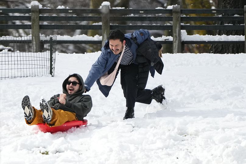 Im New Yorker Central Park genossen die Menschen das kalte Wetter.
