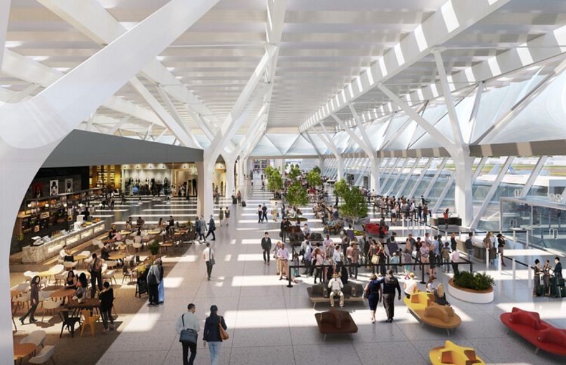 The planned 'piazza' interior of Florence's refurbished airport