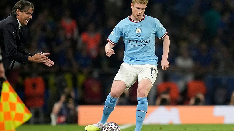 Manchester City's Kevin De Bruyne controls the ball during the Champions League final soccer match between Manchester City and Inter Milan in Istanbul, Turkey, 10 June 2023.