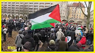 Palesztin zászló egy németországi tüntetésen