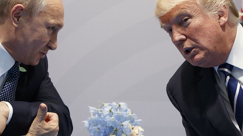 Donald Trump and Vladimir Putin at the G20 Summit in Hamburg, Germany, Friday, July 7, 2017