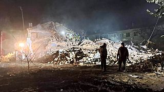 Edifício destruído na região de Kharkiv