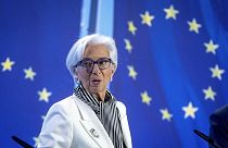 President of European Central Bank, Christine Lagarde, addresses the media during a press conference in Frankfurt, Germany, Thursday, Jan. 25, 2024.