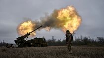Ukrainian soldiers fire a French-made CAESAR self-propelled howitzer towards Russian positions near Avdiivka, Donetsk Region.