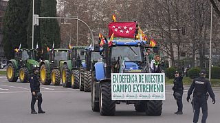 La protesta degli agricoltori spagnoli a Madrid