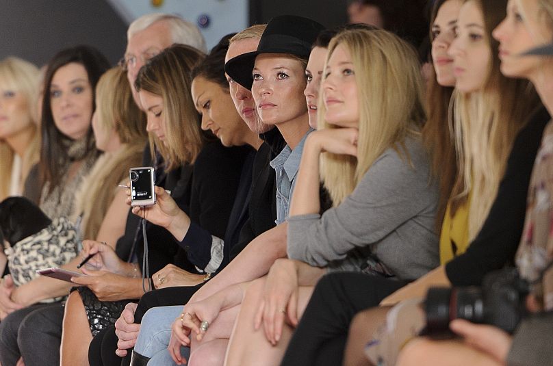 Kate Moss sits front row at London Fashion Week.