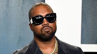 Kanye West arrives at the Vanity Fair Oscar Party, 9 February 2020. 