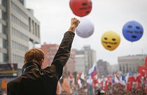 Российский оппозиционер Алексей Навальный выступает на митинге протеста в Москве, 15 сентября 2012 года