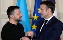 Emmanuel Macron and Volodymyr Zelensky.
