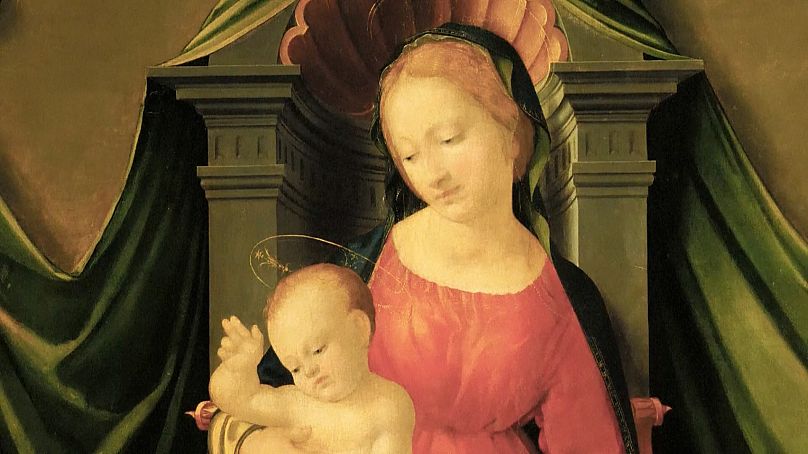“Madonna and child enthroned with the infant St. John” by Francesco Granacci (1519).