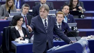 Guy Verhofstadt, az Újítsuk meg Európát-frakció képviselője felszólal az EP-ben 2024. január 17-én