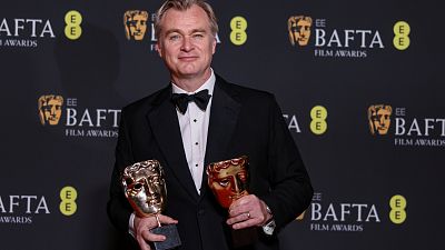 Christopher Nolan, réalisateur du film "Oppenheimer" aux Bafta, à Londres, dimanche 18 février 2024.