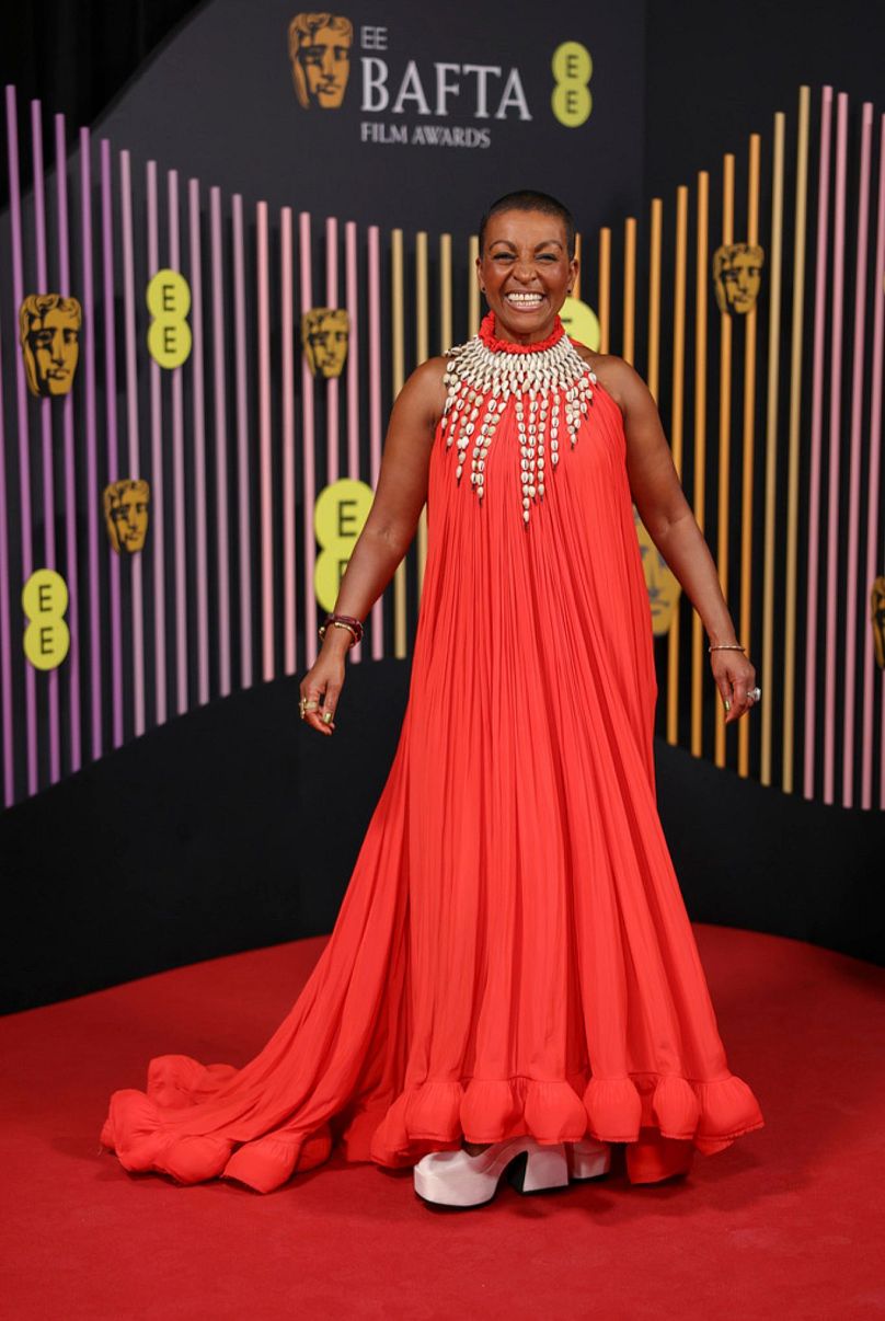 Adjoa Andoh poses for photographers upon arrival at the 77th British Academy Film Awards, BAFTA's, in London