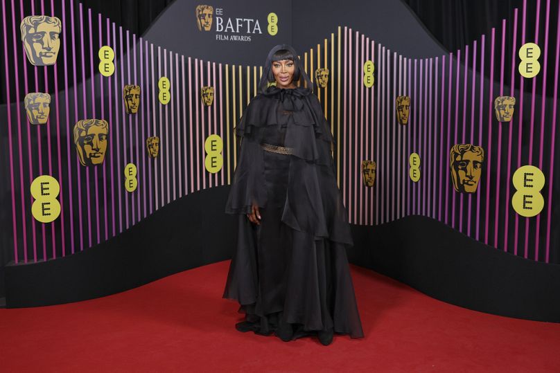 Naomi Campbell photographed as she arrives at the 77th British Academy Film Awards (BAFTAs) in London on 18 February 2024.