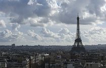 The Eiffel Tower is pictured from the top of the Arc de Triomphe, Monday, Feb. 12, 2024 in Paris. (AP Photo/Aurelien Morissard)