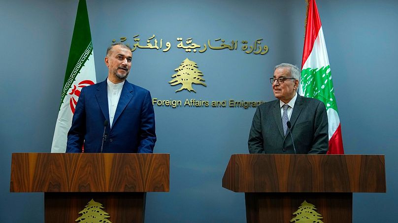 نشست مطبوعاتی وزیرخارجه ایران با همتای لبنانی خود در جریان سفر به بیروت در تاریخ دهم فوریه ۲۰۲۴