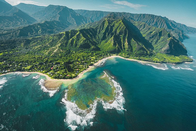 A view of Kauai, Hawaii from above