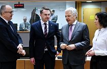 A lengyel igazságügyi miniszter Adam Bodnar Didier Reynders igazságügyi biztos társaságában Brüsszelben
