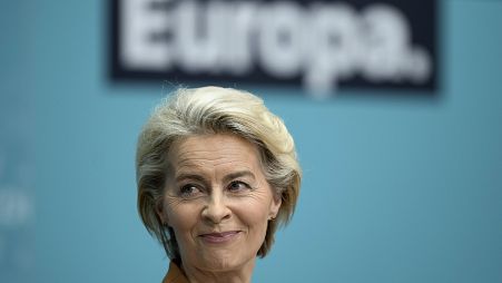 Ursula von der Leyen, President of the European Commission, is pictured during a press conference after a board meeting of the Christian Democratic Union (CDU) in Berlin, Germ