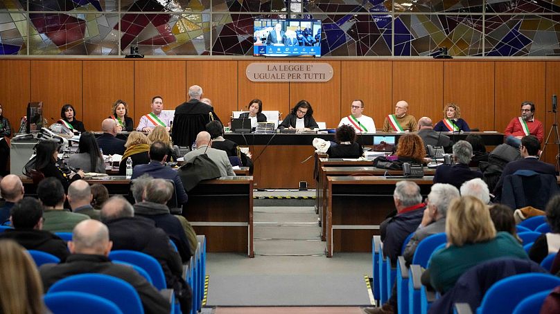 A view of the court room during the trial for the killing of Cambridge University researcher Giulio Regeni, at the Rome's court, Tuesday, Feb. 20, 2024.