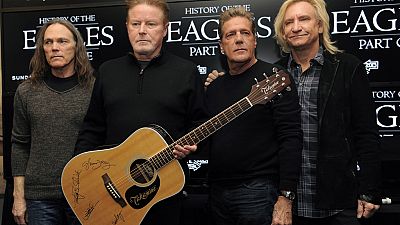 Members of The Eagles, from left, Timothy B. Schmit, Don Henley, Glenn Frey and Joe Walsh at the 2013 Sundance Film Festival.