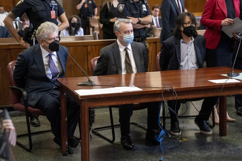 From left, Glenn Horowitz, Craig Inciardi and Edward Kosinski appear in criminal court in New York after being indicted in 2022.