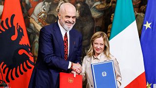  Italy's Premier Giorgia Meloni, and Albania's Prime Minister Edi Rama