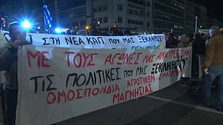 Agricultores griegos se manifiestan en Atenas, febrero de 2024.
