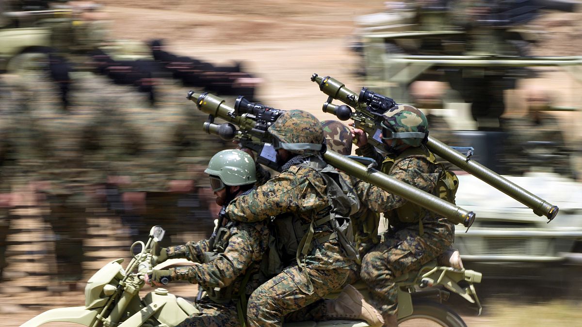 مقاتلون من حزب الله يتدربون في عرمتا جنوب لبنان. 2023/05/21