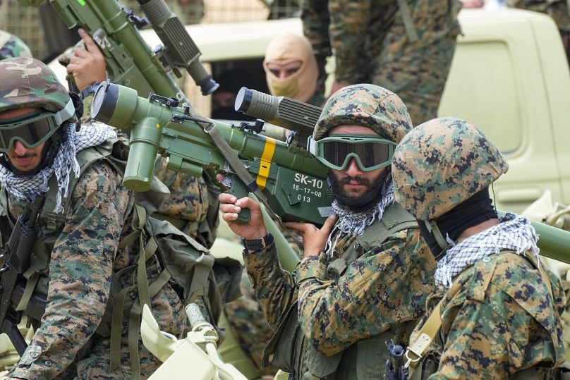 مقاتلون من حزب الله اللبناني يتدربون في عرمتا جنوب لبنان. 2023/05/21