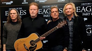 Members of The Eagles, from left, Timothy B. Schmit, Don Henley, Glenn Frey and Joe Walsh