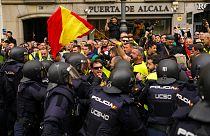 Farmers scuffle with Spanish riot police during a protest in Madrid, Spain, Wednesday, 21 January, 2024.