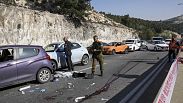 Le forze di sicurezza israeliane sul luogo di un attacco vicino all’insediamento di Maale Adumim in Cisgiordania