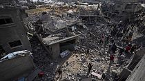 Εικόνα από γειτονιά της Ράφα, μετά από ισραηλινούς βομβαρδισμούς