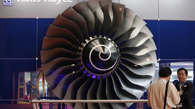 Parts of a Rolls-Royce engine are displayed (file photo)