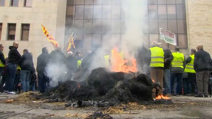 Disturbios de los agricultores en Zaragoza