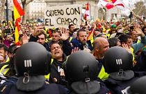 Spanyol gazdák tüntetése Madridban