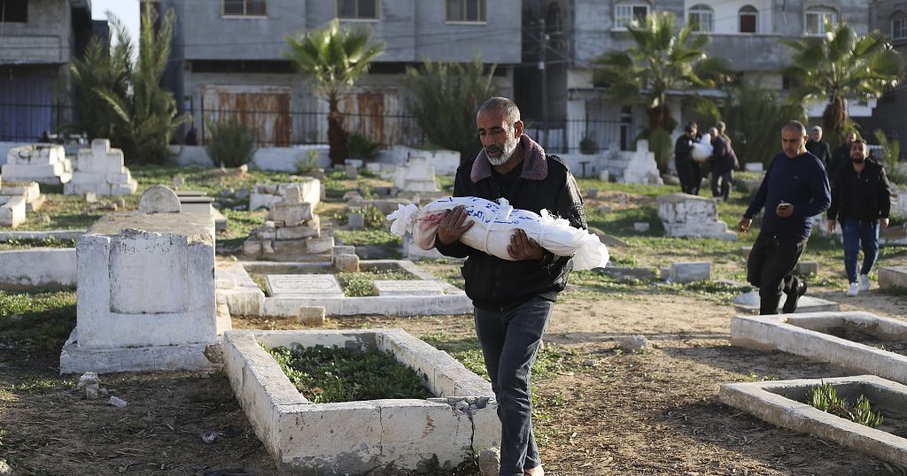 Gaza mourners hold funeral outside hospital for 25 killed by Israel