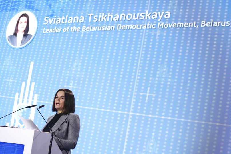 La leader dell'opposizione in esilio, Svetlana Tikhanovskaia