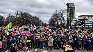 Manifestación contra la extrema derecha en Hamburgo, Alemania. 