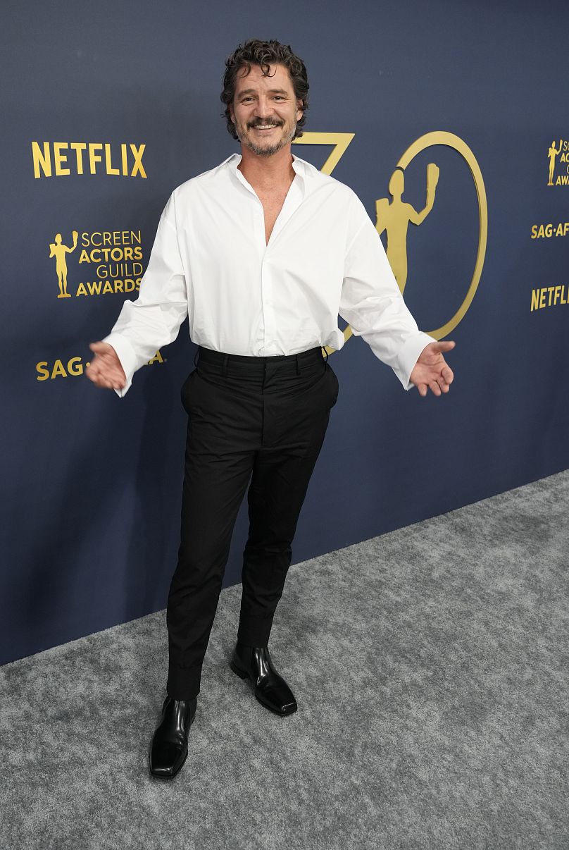 Pedro Pascal, winner of the SAG Award for best actor in a drama series, at the 30th annual SAG Awards in Los Angeles.
