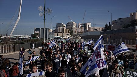 محتجون إسرائيليون يطالبون بمساواة إزاء الخدمة العسكرية في القدس. 2024/02/26