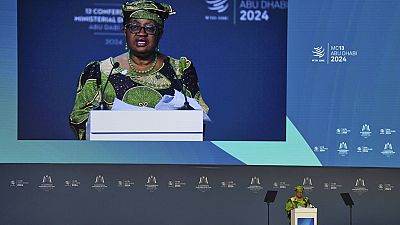 World Trade Organization Director-General Ngozi Okonjo-Iweala speaks at a WTO summit in Abu Dhabi, United Arab Emirates, Monday, Feb. 26, 2024.