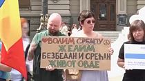 Szerbiában élő oroszok tüntetése