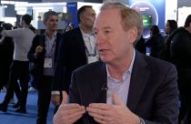 Microsoft President Brad Smith at Mobile World Conference, Barcelona. 26th February 2024