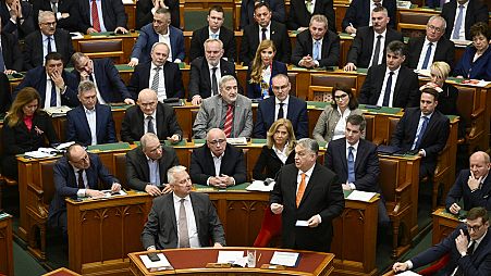 Der ungarische Ministerpräsident Viktor Orban im Parlament des Landes, 26. Februar 2024 